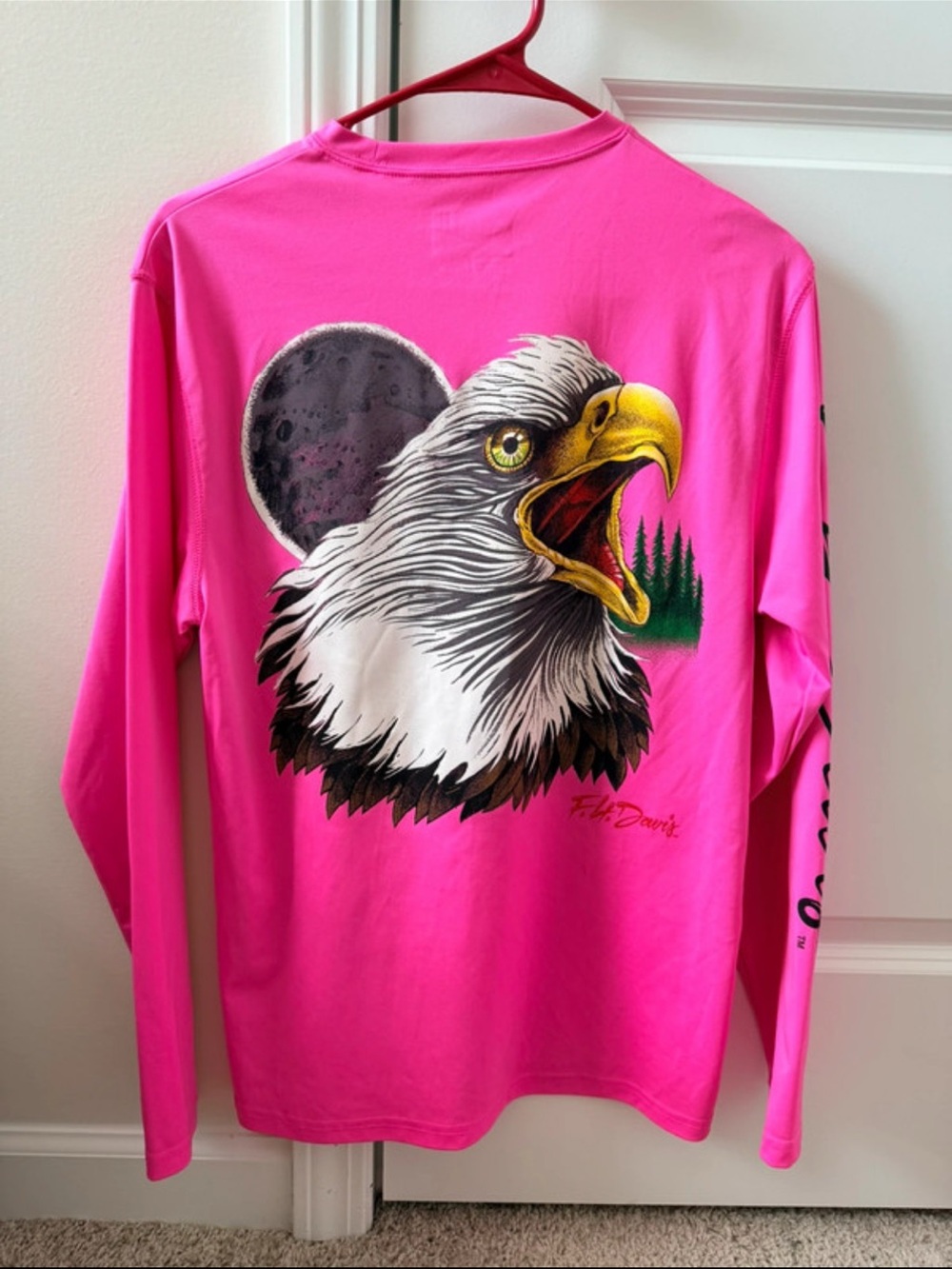 Pink Long Sleeve Tee with Eagle Graphic - Unbranded